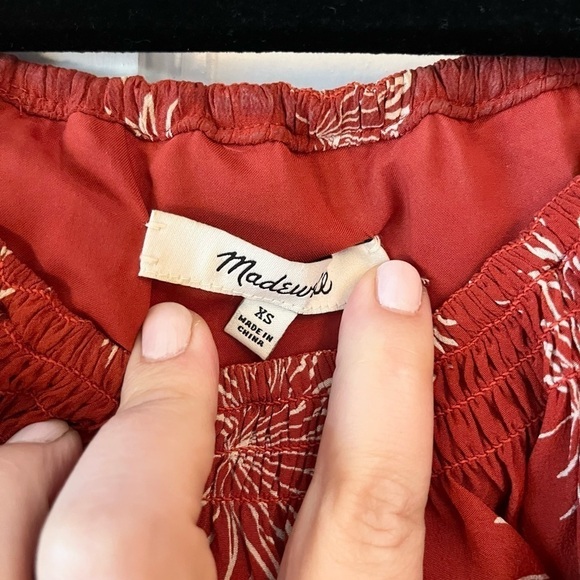 Madewell Mini Dress Silk Palmflower Off
Shoulder XS Rust Orange - Picture 4 of 8